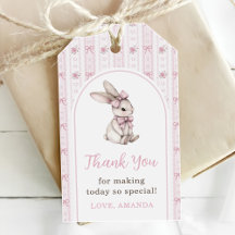 Pink Bow Bunny Vintage Rabbit 1st Birthday