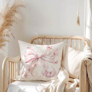 Pink Bow Butterflies Photo Cushion