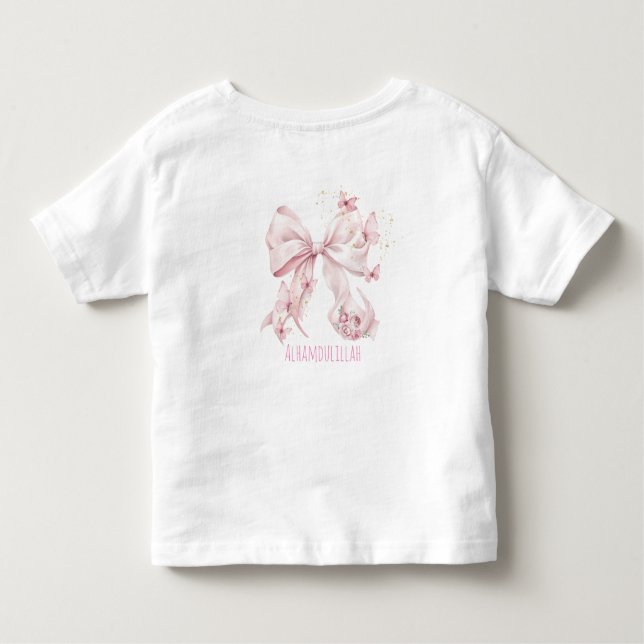 Pink Bow Butterflies Toddler T-Shirt (Back)