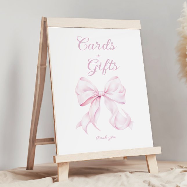 Pink Bow Cards & Gifts Table Sign (Creator Uploaded)