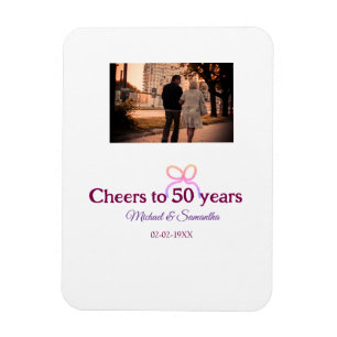 Pink bow cheers to 50 years anniversary wedding  magnet
