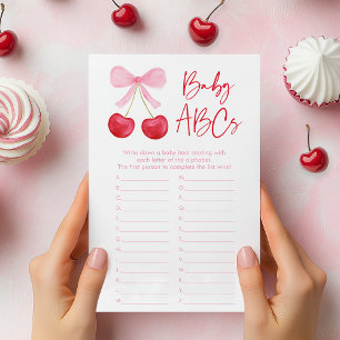 Pink Bow Cherry Baby ABCs Shower Game