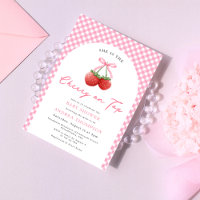 Pink Bow Cherry on Top Baby Shower Gingham