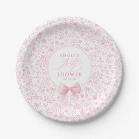 Pink Bow Chinoiserie Wildflowers Baby Shower