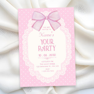 Pink bow choquette invitation