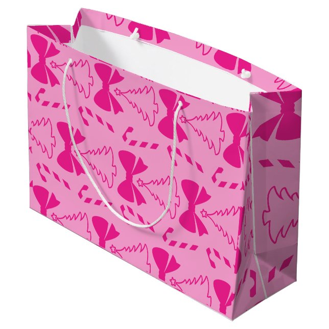 Pink Bow Christmas Bag (Back Angled)
