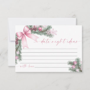 Pink Bow Christmas Date Night Ideas Card