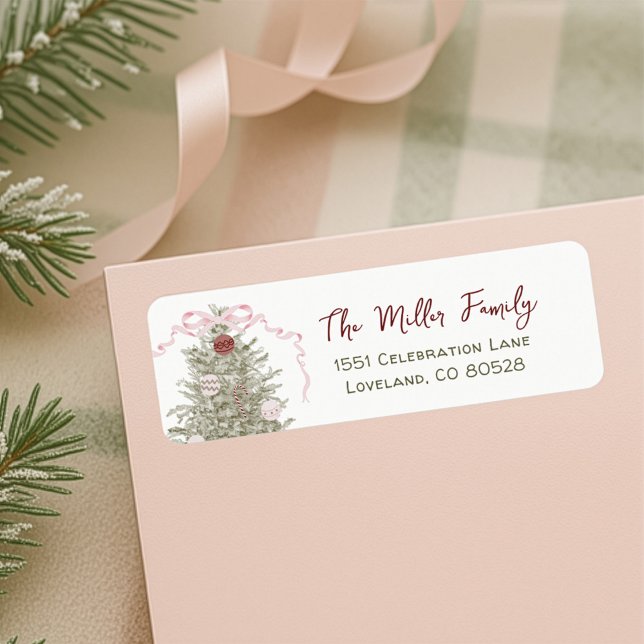 Pink Bow Christmas Return Address (Creator Uploaded)