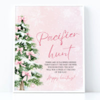 Pink Bow Christmas Tree Baby Shower Pacifier Hunt