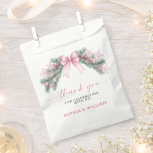 Pink Bow Christmas Wedding Favour Bags