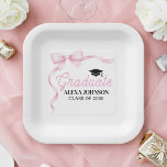 Pink Bow Class Of 2026 Graduation Party Paper Plate<br><div class="desc">Looking for a fun way to honor your graduating senior? Our Pink Bow Class Of 2026 Graduation Party Paper Plates are just what you need! These festive plates are customized with the graduate's name and year,  adding a personal touch to your party decorations.</div>