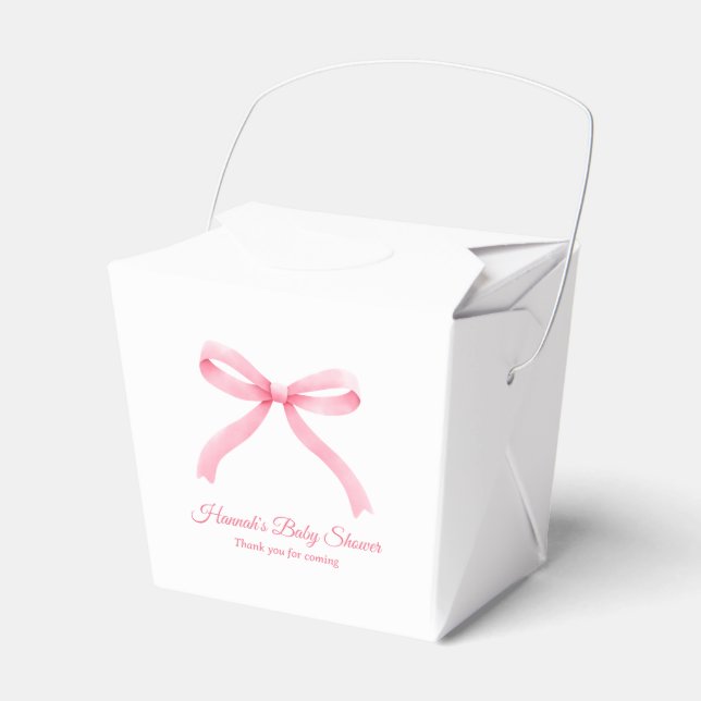 Pink Bow Classic Girly Coquette Baby Shower Favour Box (Front Side)