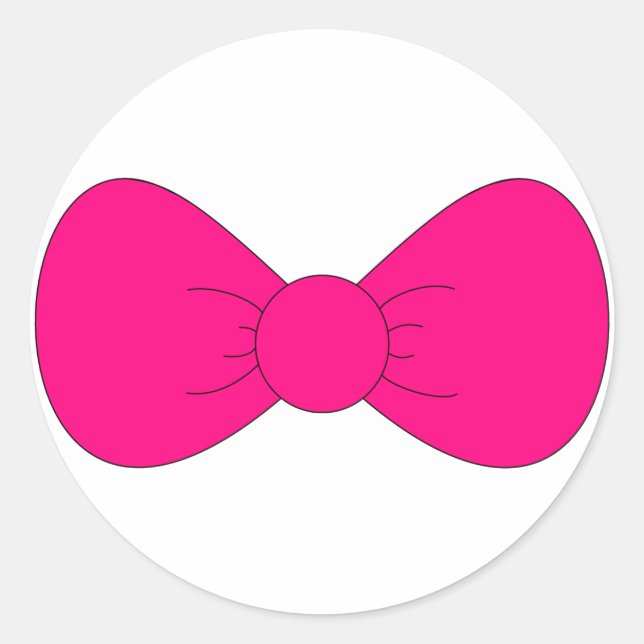 Pink Bow Classic Round Sticker (Front)