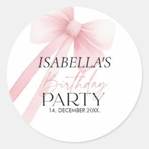 Pink Bow Classic Round Sticker