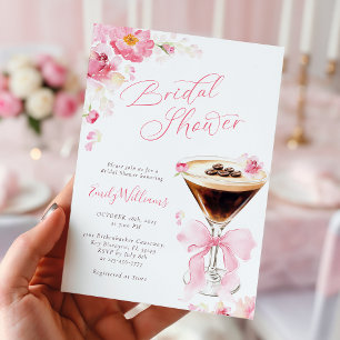 Pink Bow Coffee Bridal Shower Invitation