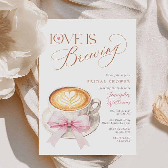 Pink Bow Coffee Bridal Shower  Invitation (Creator Uploaded)