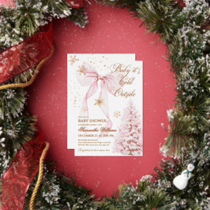 Pink Bow Cold Outside Baby Girl Shower
