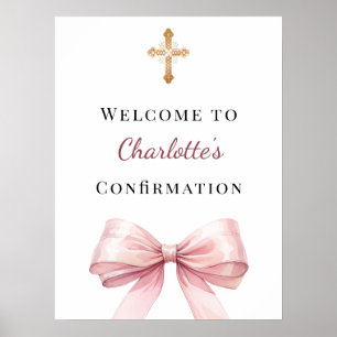Pink bow Confirmation welcome Poster