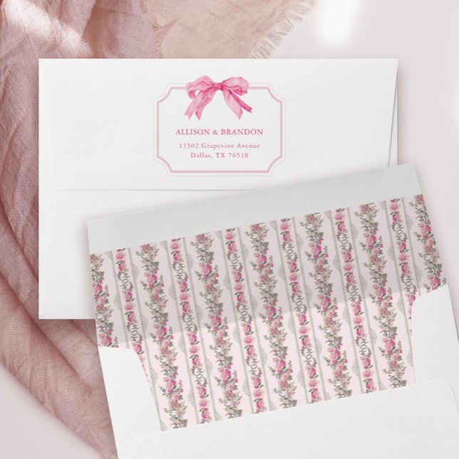 Pink Bow Coquette Aesthetic Floral Address Envelope (Creator Uploaded)
