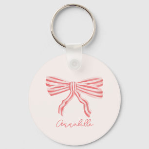 Pink bow coquette aesthetic key ring