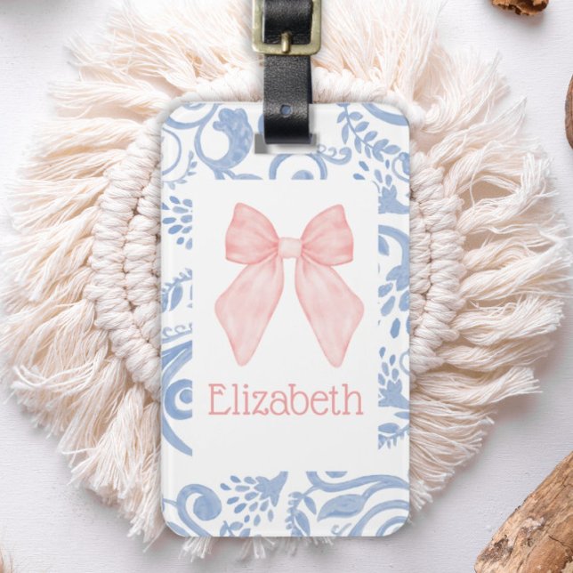 Pink Bow Coquette Aesthetic Kids School Bag Tag  (Creator Uploaded)