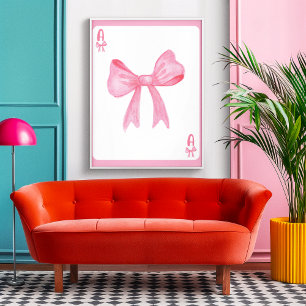 Pink Bow Coquette Aesthetic Playing Card Poster