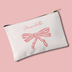 Pink Bow Coquette aesthetic with name Accessory Pouch