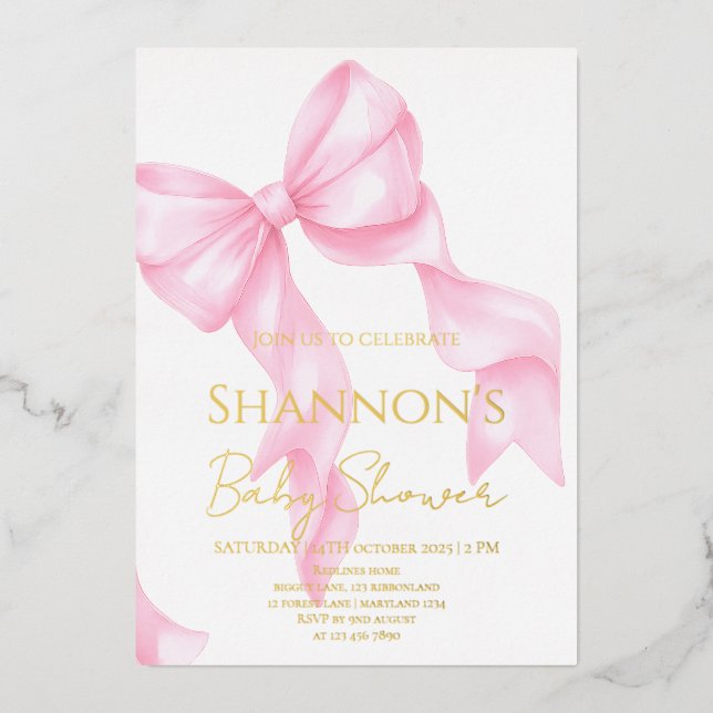 Pink Bow Coquette Baby Shower (Front)
