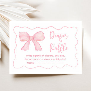 Pink Bow Coquette Baby Shower Diaper Raffle Enclosure Card