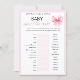 Pink Bow Coquette Baby Shower - Editable Name, 5x7 Invitation