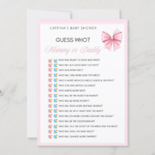 Pink Bow Coquette Baby Shower - Editable Name, 5x7 Invitation