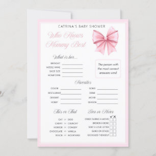 Pink Bow Coquette Baby Shower - Editable Name, 5x7 Invitation