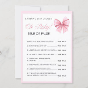 Pink Bow Coquette Baby Shower - Editable Name, 5x7 Invitation