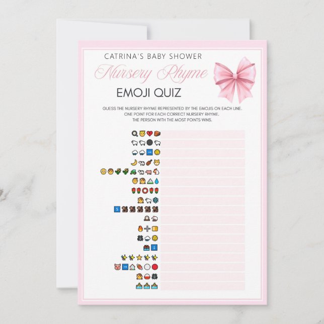 Pink Bow Coquette Baby Shower - Editable Name, 5x7 Invitation (Front)