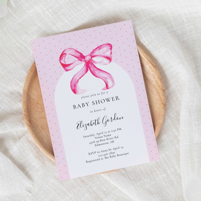 Pink Bow Coquette Baby Shower Elegant  Invitation (Creator Uploaded)