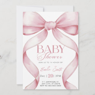 Pink Bow Coquette Baby Shower Invitation