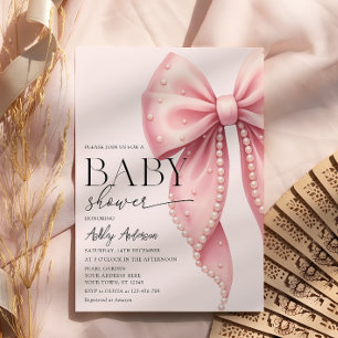 Pink Bow Coquette Baby Shower Invitation