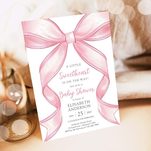 Pink Bow Coquette Baby Shower Invitation (Creator Uploaded)