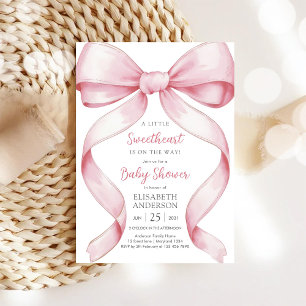 Pink Bow Coquette Baby Shower Invitation