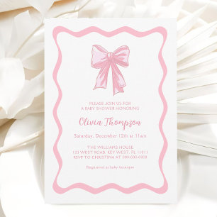 Pink Bow Coquette Baby Shower Invitation