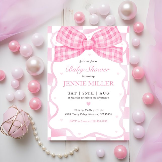 Pink Bow Coquette Baby Shower Invitation (Creator Uploaded)