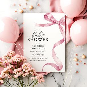 Pink Bow Coquette Baby Shower Invitation