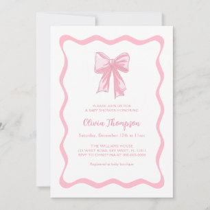 Pink Bow Coquette Baby Shower  Invitation