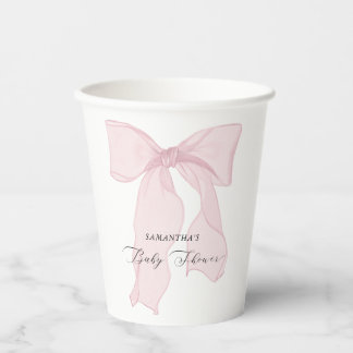 Pink Bow Coquette Baby Shower Paper Cups