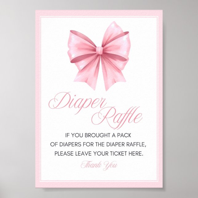 Pink Bow Coquette Baby Shower Sign (Front)