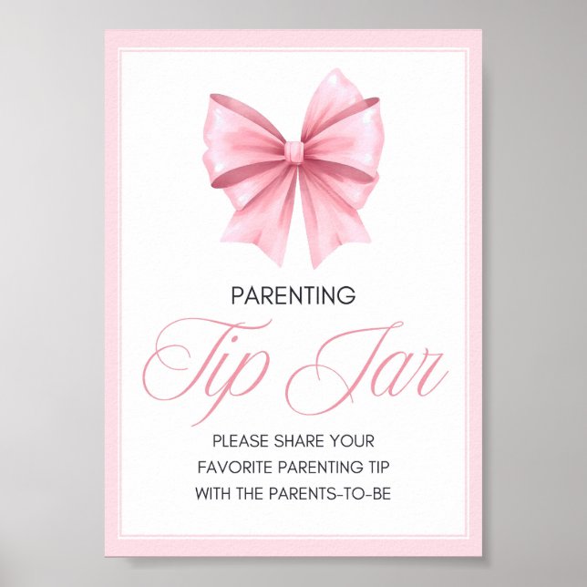 Pink Bow Coquette Baby Shower Sign (Front)