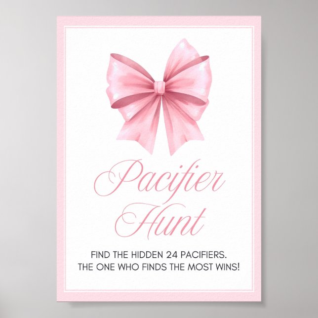 Pink Bow Coquette Baby Shower Sign (Front)