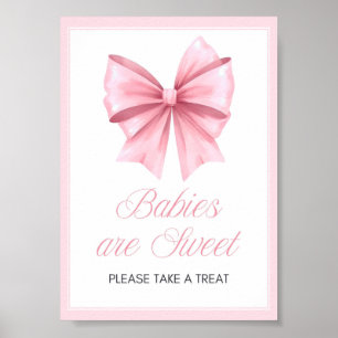 Pink Bow Coquette Baby Shower Sign