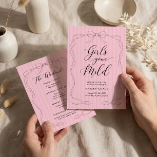 Pink Bow Coquette Bachelorette Weekend Itinerary Invitation
