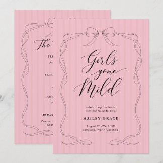 Pink Bow Coquette Bachelorette Weekend Itinerary Invitation
